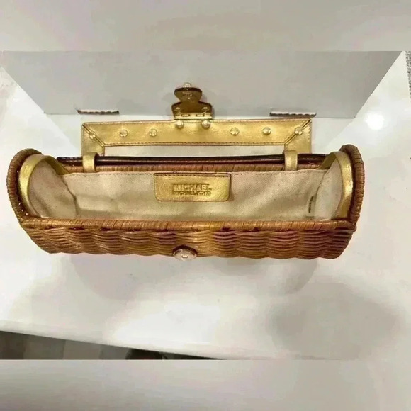 Michael Kors Santorini Gold Wicker Clutch - Picture 11 of 15